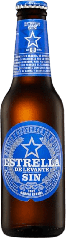 13,95 € Бесплатная доставка | Коробка из 24 единиц Пиво Estrella de Levante Lager Испания Мини-бутылка 25 cl Без алкоголя