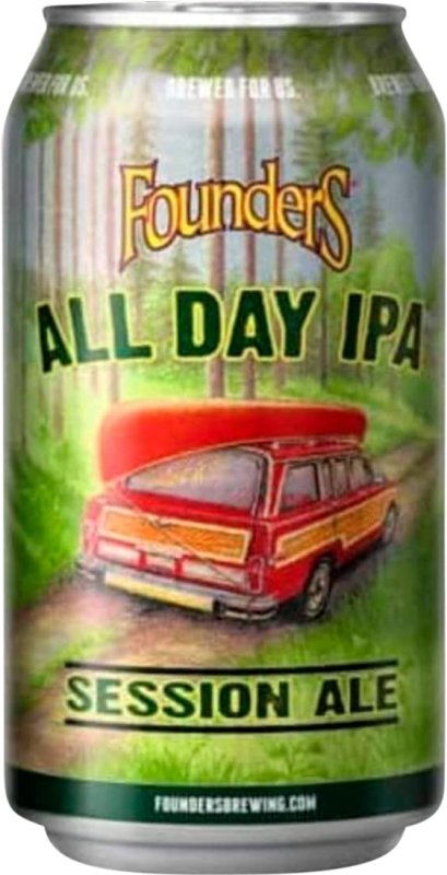 39,95 € 免费送货 | 盒装12个 啤酒 Mahou Founders All Day IPA 西班牙 铝罐 33 cl