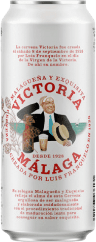52,95 € Spedizione Gratuita | Scatola da 24 unità Birra Victoria 1928 Málaga Andalusia Spagna Lattina Medium 50 cl