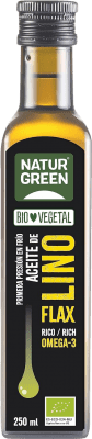 6,95 € Envío gratis | Aceite Vegetal Natur Green España Bio — Biológico Botellín 25 cl Lino