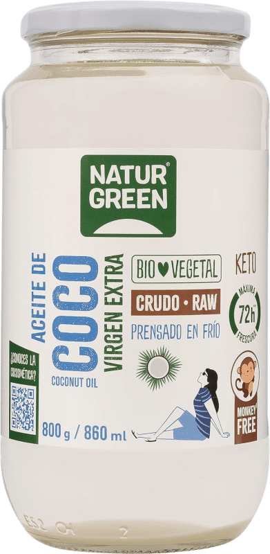 23,95 € Envio grátis | Óleo Vegetal Natur Green Virgem Espanha Bio — Ecológico 80 cl Coco