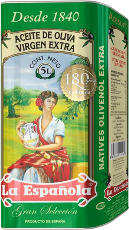 74,95 € Kostenloser Versand | Olivenöl La Española Virgen Extra Spanien Blechdose 5 L