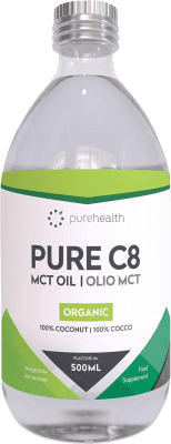 47,95 € Free Shipping | Cooking Oil Pure Health MCT C8 Coco Orgánico Germany Medium Bottle 50 cl