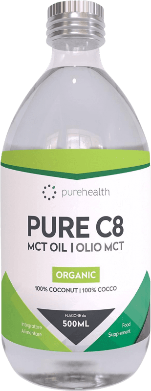 47,95 € Envío gratis | Aceite de Cocina Pure Health MCT C8 Coco Orgánico Alemania Botella Medium 50 cl