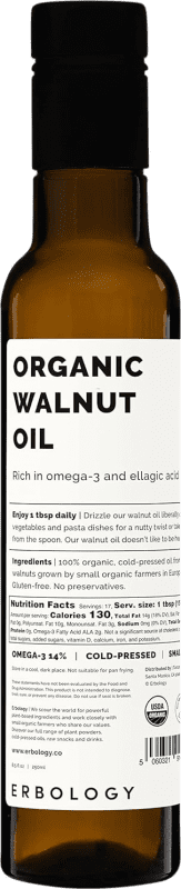 51,95 € 送料無料 | オリーブオイル Erbology スペイン 小瓶 20 cl Black Walnut — ブラックウォールナット
