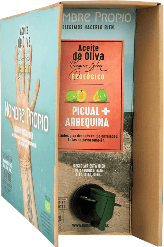 83,95 € Envoi gratuit | Huile d'Olive Nombre Propio Arbequina Picual HOVE Vierge Extra Espagne Picual, Arbequina Eco — Biologique Bouteille Spéciale 3 L