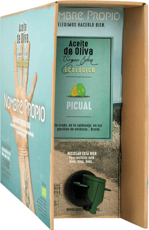 83,95 € Envio grátis | Azeite de Oliva Nombre Propio AOVE Virgem Extra Espanha Picual Eco — Biológico Garrafa Especial 3 L Spicy — Picante
