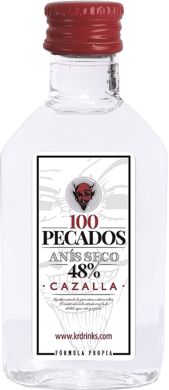 28,95 € Envio grátis | Caixa de 8 unidades Anis 100 Pecados. Cazalla Comunidade Valenciana Espanha Garrafinha Miniatura 5 cl