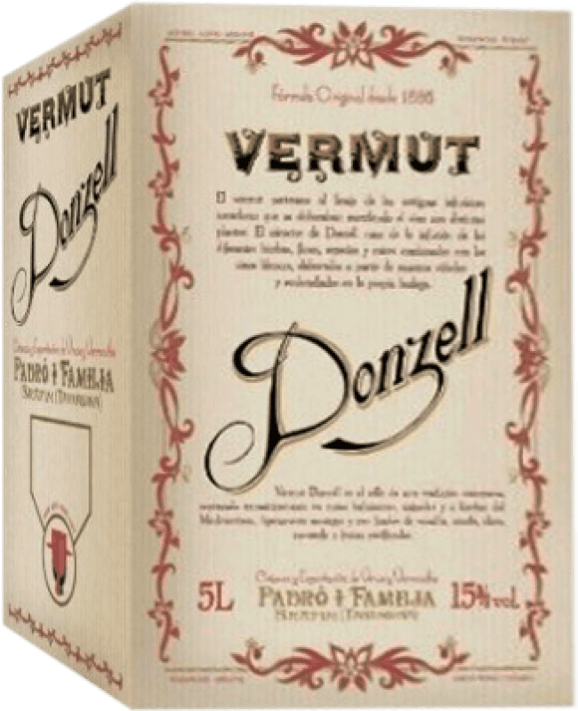 33,95 € Envío gratis | Vermut Padró Donzell Blanco Cataluña España Bag in Box 5 L