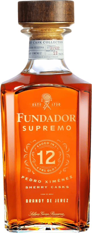 69,95 € Spedizione Gratuita | Brandy Pedro Domecq Fundador Supremo D.O. Jerez-Xérès-Sherry Andalusia Spagna 12 Anni Bottiglia 70 cl