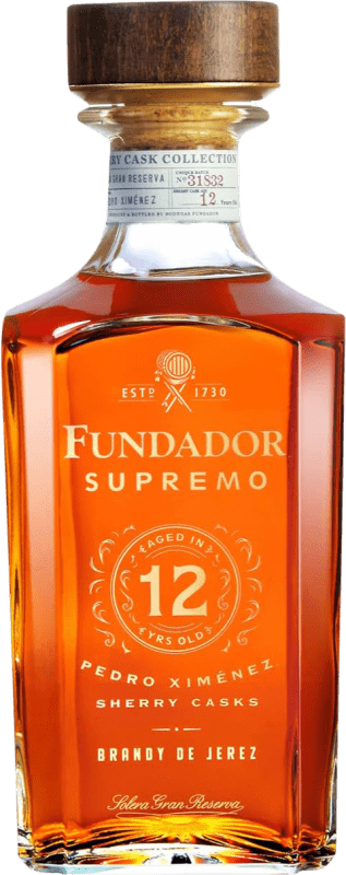 58,95 € Free Shipping | Brandy Pedro Domecq Fundador Supremo D.O. Jerez-Xérès-Sherry Andalusia Spain 12 Years Bottle 70 cl