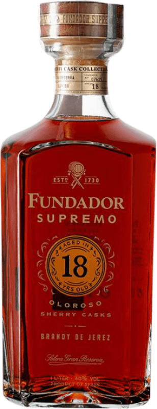 215,95 € 免费送货 | 白兰地 Pedro Domecq Fundador Supremo D.O. Jerez-Xérès-Sherry 安达卢西亚 西班牙 18 岁 瓶子 1 L
