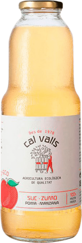 7,95 € Envío gratis | Refrescos y Mixers Cal Valls Zumo de Manzana Ecológico España Botella 1 L