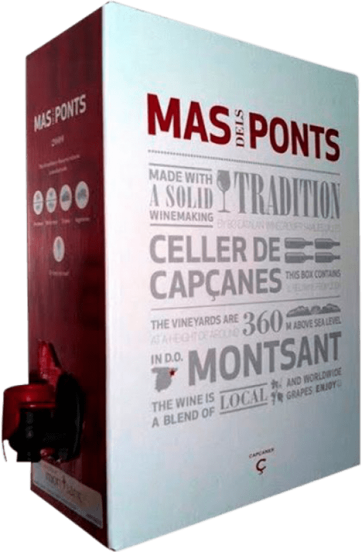 24,95 € Envío gratis | Vino tinto Celler de Capçanes Mas dels Ponts Negre D.O. Montsant Cataluña España Merlot, Garnacha, Cabernet Sauvignon, Samsó Bag in Box 3 L