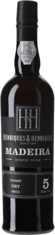 19,95 € 送料無料 | 酒精強化ワイン H&H Henriques & Henriques Dry — 辛口 I.G. Madeira マデイラ島 ポルトガル 5 年 ミディアムボトル 50 cl