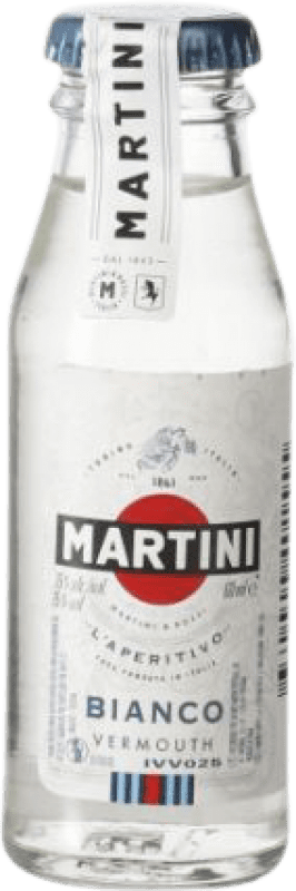 123,95 € Envio grátis | Caixa de 50 unidades Vermute Martini Bianco — Branco Itália Garrafinha Miniatura 5 cl