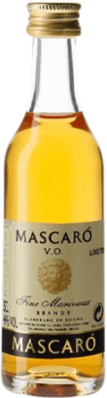 75,95 € Envío gratis | Caja de 20 unidades Brandy Mascaró VO Very Old Muy Viejo D.O. Penedès Cataluña España Botellín Miniatura 5 cl
