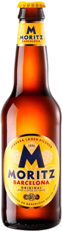 46,95 € Envoi gratuit | Boîte de 24 unités Bière Moritz Lager, Original, Pilsner Catalogne Espagne Bouteille Tiers 33 cl