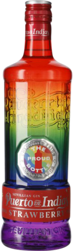 24,95 € Envio grátis | Gin Puerto de Indias Strawberry Rainbow Andaluzia Espanha Garrafa 70 cl