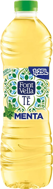9,95 € Envio grátis | Caixa de 6 unidades Água Font Vella Te Verde Menta Espanha Garrafa 1 L