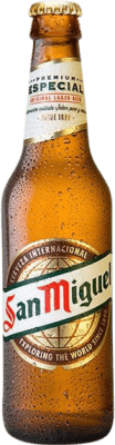 35,95 € Kostenloser Versand | 24 Einheiten Box Bier San Miguel Andalusien Spanien Drittel-Liter-Flasche 33 cl