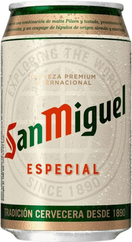 27,95 € Envío gratis | Caja de 24 unidades Cerveza San Miguel Andalucía España Lata 33 cl