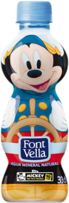 22,95 € Бесплатная доставка | Коробка из 35 единиц Вода Font Vella Kids Temática Mickey Mineral Natural — Природная минеральная Испания Бутылка на треть 33 cl