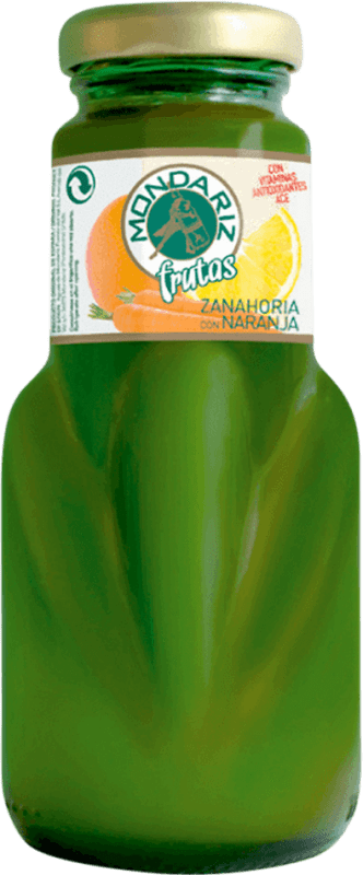 34,95 € Envio grátis | Caixa de 24 unidades Refrescos e Mixers Mondariz Frutas Zanahoria y Naranja Galiza Espanha Garrafa Pequena 20 cl