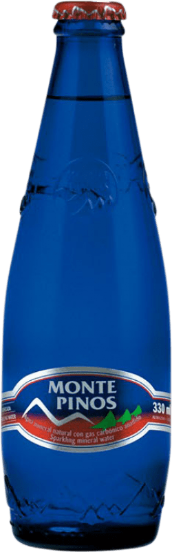 14,95 € 送料無料 | 24個入りボックス 水 Monte Pinos Frizzante — 微発泡, Mineral Natural — 天然ミネラル カスティーリャ・イ・レオン スペイン 1/3ボトル 33 cl