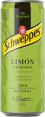 33,95 € 免费送货 | 盒装24个 饮料和搅拌机 Schweppes Limón 西班牙 铝罐 20 cl