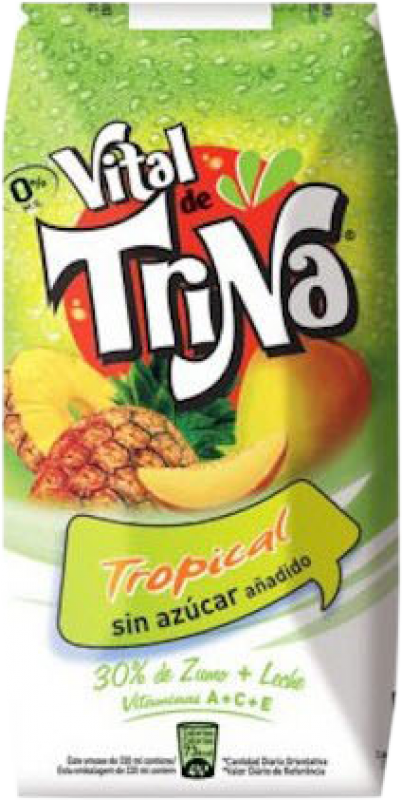 22,95 € Spedizione Gratuita | Scatola da 24 unità Bibite e Mixer Trina Vital Tropical Brick Spagna 33 cl