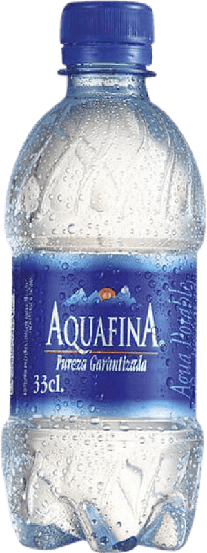 27,95 € Envio grátis | Caixa de 35 unidades Água Aquafina Mineral Natural Espanha Garrafinha Terço 33 cl PET