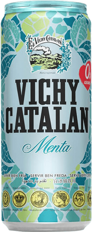 29,95 € 免费送货 | 盒装24个 水 Vichy Catalan Menta 加泰罗尼亚 西班牙 铝罐 33 cl