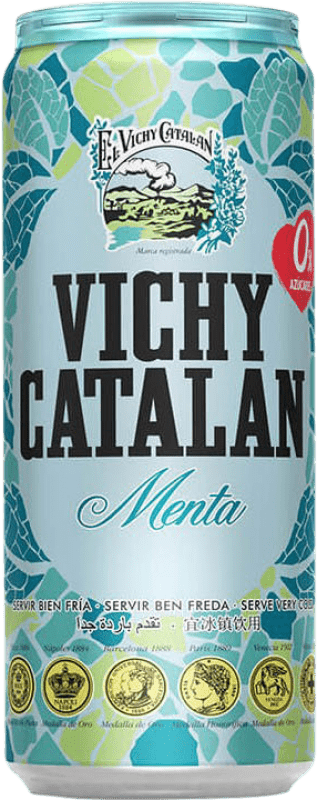 29,95 € 送料無料 | 24個入りボックス 水 Vichy Catalan Mineral Natural — 天然ミネラル カタロニア スペイン 缶 33 cl Menta — ミント