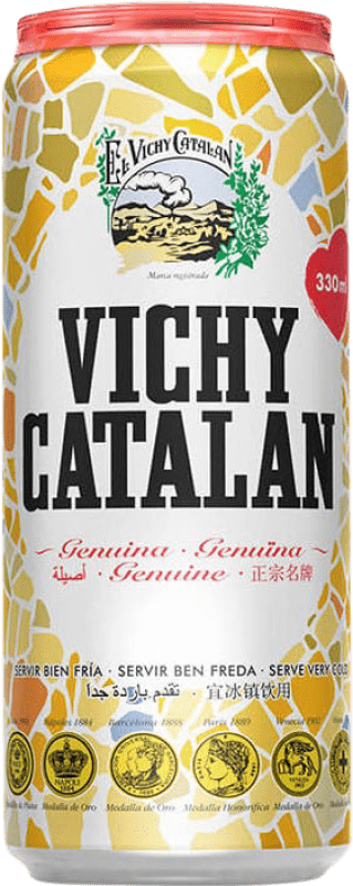 29,95 € Бесплатная доставка | Коробка из 24 единиц Вода Vichy Catalan Original Каталония Испания Алюминиевая банка 33 cl