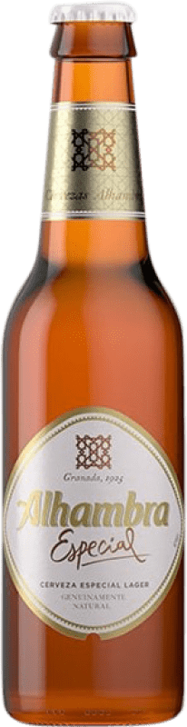 39,95 € Kostenloser Versand | 24 Einheiten Box Bier Alhambra Especial Andalusien Spanien Drittel-Liter-Flasche 33 cl
