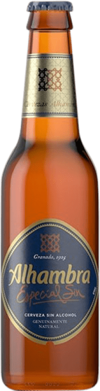 32,95 € Envio grátis | Caixa de 30 unidades Cerveja Alhambra Especial Andaluzia Espanha Garrafinha 20 cl Sem Álcool