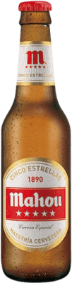 26,95 € Kostenloser Versand | 24 Einheiten Box Bier Mahou 5 Estrellas Gemeinschaft von Madrid Spanien Kleine Flasche 25 cl