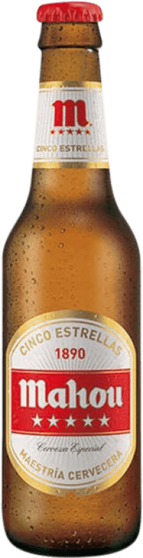 21,95 € Spedizione Gratuita | Scatola da 24 unità Birra Mahou 5 Estrellas Speciale Comunità di Madrid Spagna Bottiglietta 25 cl