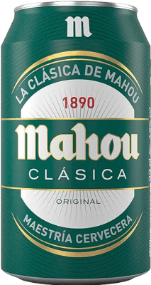 34,95 € Envio grátis | Caixa de 24 unidades Cerveja Mahou Clásica Madri Espanha Lata 33 cl