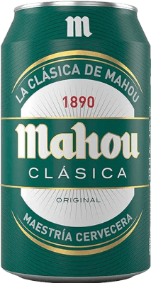 23,95 € 免费送货 | 盒装24个 啤酒 Mahou 经典 马德里社区 西班牙 罐 33 cl