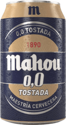 23,95 € Envío gratis | Caja de 24 unidades Cerveza Mahou Tostada 0,0 Comunidad de Madrid España Lata 33 cl Sin Alcohol