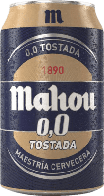 29,95 € 免费送货 | 盒装24个 啤酒 Mahou Tostada 0,0 马德里社区 西班牙 铝罐 33 cl 不含酒精