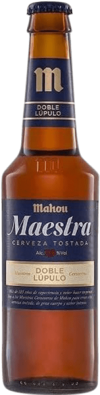 54,95 € Envio grátis | Caixa de 24 unidades Cerveja Mahou Maestra Madri Espanha Garrafa Terço 33 cl