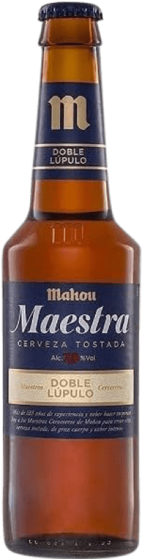 64,95 € Kostenloser Versand | 24 Einheiten Box Bier Mahou Maestra Tostada — Dunkel Gemeinschaft von Madrid Spanien Drittelliterflasche 33 cl