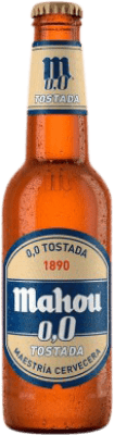 44,95 € Free Shipping | 24 units box Beer Mahou Tostada 0,0 Vidrio RET Madrid's community Spain One-Third Bottle 33 cl Alcohol-Free