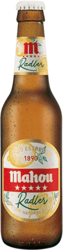 44,95 € Kostenloser Versand | 24 Einheiten Box Bier Mahou Radler Vidrio RET Gemeinschaft von Madrid Spanien Drittel-Liter-Flasche 33 cl