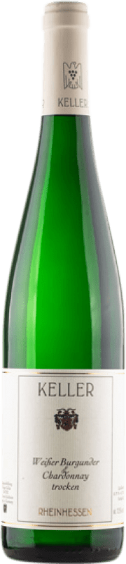 23,95 € Envio grátis | Vinho Branco Weingut Keller Weisser Burgunder & Chardonnay Trocken — Seco Q.b.A. Rheinhessen Rheinhessen Alemanha Chardonnay, Pinot Branco 75 cl