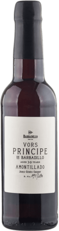 83,95 € Kostenloser Versand | Verstärkter Wein Barbadillo Amontillado Principe VORS Andalusien Spanien Palomino Fino Halbe Flasche 37 cl