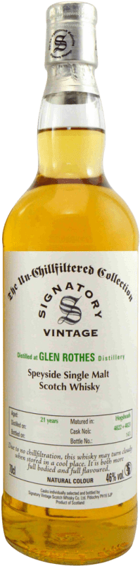 261,95 € Envio grátis | Whisky Single Malt Signatory Vintage The Unchilfiltered Collection at Glenrothes Reino Unido 21 Anos Garrafa 70 cl